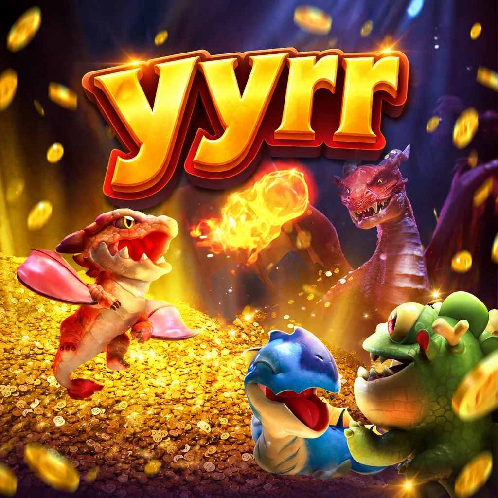 Karakter naga dan koin emas dalam tema Dragon Hatch dari yyrr